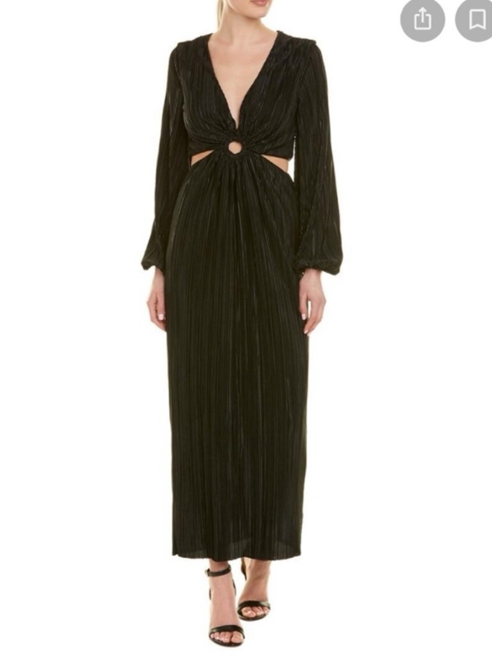 Ronny Kobo Black Long Sleeve Cutout Maxi Dress